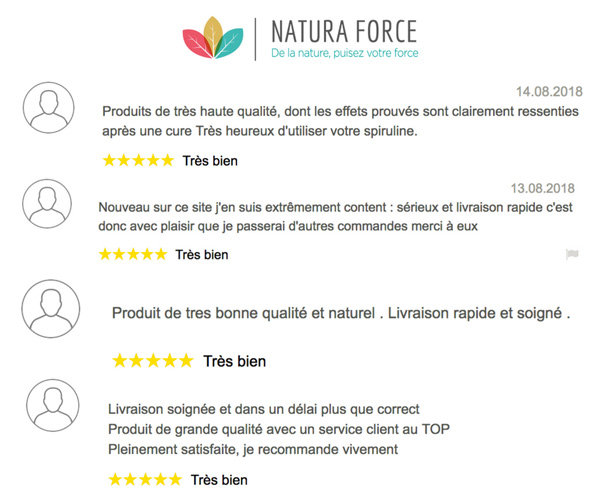 les avis clients de la spiruline natura force