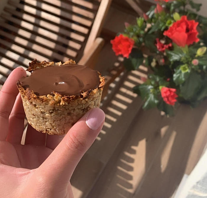 tartelette aux flocons d'avoine et au chocolat