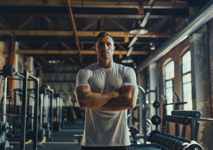 homme qui s'entraine dans une salle de musculation