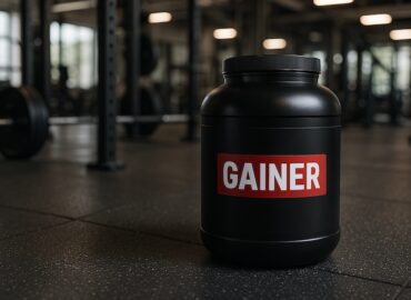 pot de gainer posé dans une salle de musculation